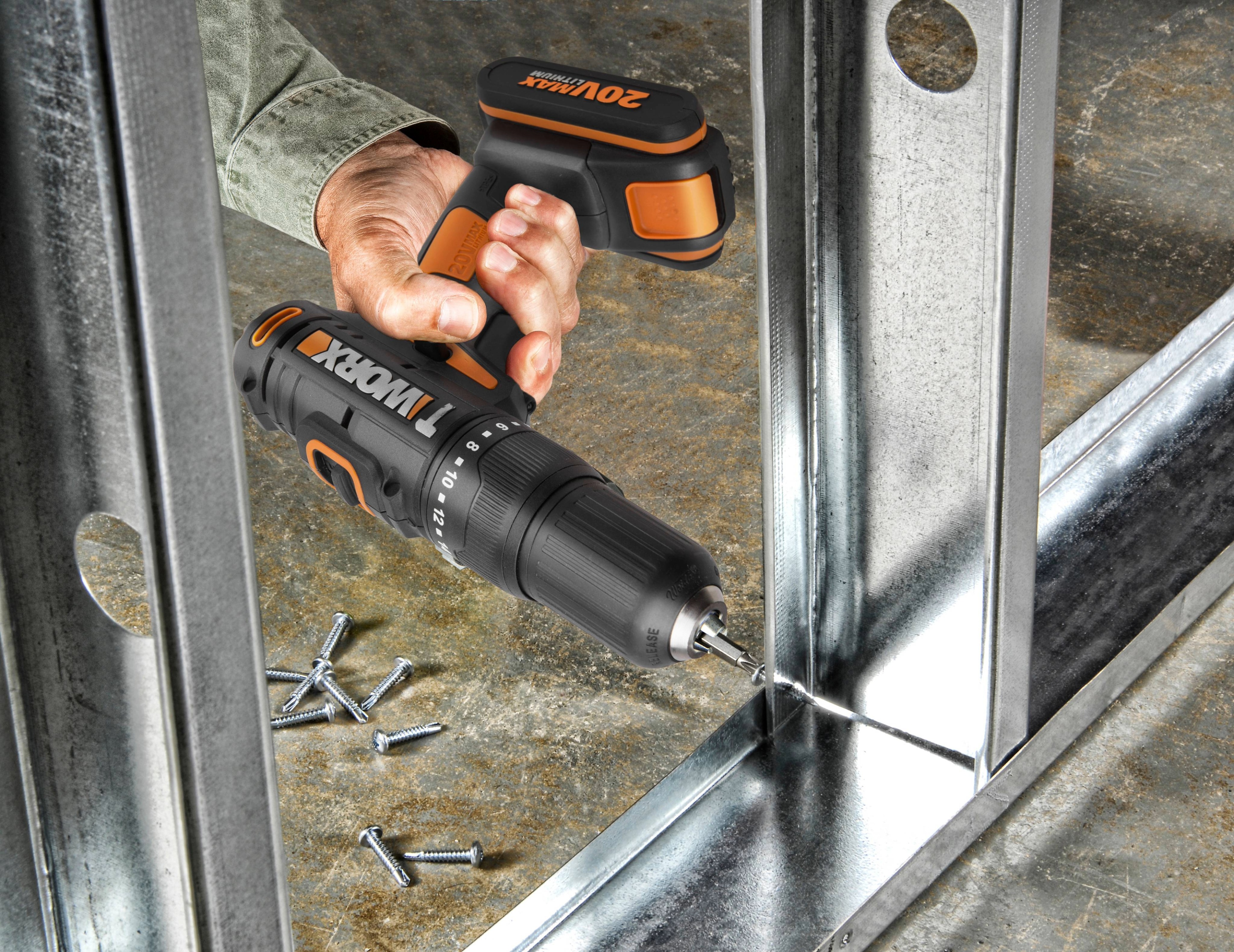 Worx WX371.1 - Taladro percutor 20V 2.0Ah (2 bat)